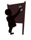 A boy writing on board, silhouette vector