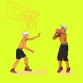 School boy playing basketball vector twoo teenager Royalty Free Stock Photo