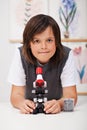 School boy in science class Royalty Free Stock Photo