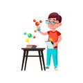 School Boy Scientist Researching Molecule Vector