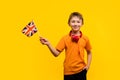 School Boy Showing UK flag Royalty Free Stock Photo