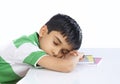 School Boy Sleeping on Book Royalty Free Stock Photo