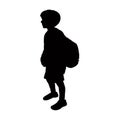 A school boy standing body silhouette vector black color silhouette vector Royalty Free Stock Photo