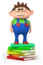 School boy standing on stack Royalty Free Stock Photo