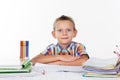 School boy thinking about homework Royalty Free Stock Photo