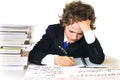 School boy working hard Royalty Free Stock Photo