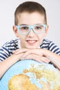 School boy and World globe Royalty Free Stock Photo