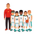 School boys basketball team with their coach Royalty Free Stock Photo