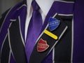 School boys blazer with school badges