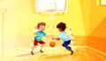 School boys play basketball vector illustration Royalty Free Stock Photo