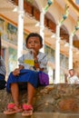 School Break Drink For a Little Girl in Rural Cambodia Royalty Free Stock Photo