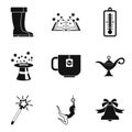 School break icons set, simple style