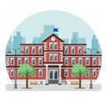 School building in a big city. Vector illustration Royalty Free Stock Photo