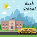 School building and bus Royalty Free Stock Photo