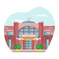 School building in cartoon style. Flat vector illustration Royalty Free Stock Photo