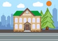 School building. City landscape concept. Flat design. Royalty Free Stock Photo