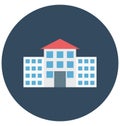 School Building Color Isolated Vector Icon that can be easily modified or edit