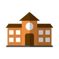 School building education flat icon with shadow Royalty Free Stock Photo