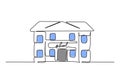 School building - School education object, one line drawing continuous design, vector illustration Royalty Free Stock Photo
