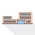 School building exterior education concept white background flat Royalty Free Stock Photo