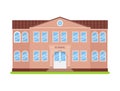 School building facade. Vector illustration. Schoolhouse front view Royalty Free Stock Photo