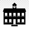 School building flat icon for educational apps and websites on a transparent background