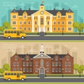 School building, flat style. Royalty Free Stock Photo