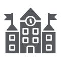 School building glyph icon, education and architecture, university sign, vector graphics, a solid pattern on a white Royalty Free Stock Photo