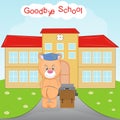 School building and happy bear.