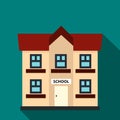 School building icon, flat style Royalty Free Stock Photo