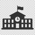 School building icon in flat style. College education vector ill Royalty Free Stock Photo