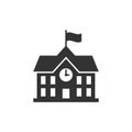 School building icon in flat style. College education vector ill Royalty Free Stock Photo