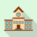 School building icon, flat style Royalty Free Stock Photo