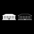 School building icon set white color illustration flat style simple image Royalty Free Stock Photo
