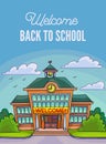 School building illustration for banner or poster design. Royalty Free Stock Photo