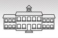 School building line art icon for educational apps and websites on a transparent background