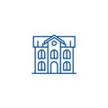 School building line icon concept. School building flat  vector symbol, sign, outline illustration. Royalty Free Stock Photo