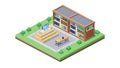 School building with playground, isometric flat vector, vector design Generative AI Royalty Free Stock Photo