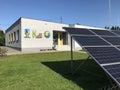 School building with solar panels Royalty Free Stock Photo