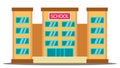 School Building Vector. University House Fasade. College Front Entrance. Isolated Cartoon Illustration