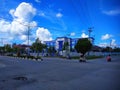 school buildings in the city atmosphere during a sunny day