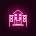 School buildings neon icon. Elements of education set. Simple icon for websites, web design, mobile app, info graphics