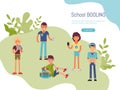 School bullying inscription website. Concept study problem bullying adolescents in educational institutions, vector