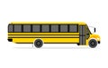 School yellow bus real and flat style. Set vector illustration on white background Royalty Free Stock Photo