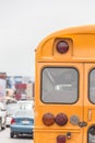 School Bus on american country road in morning Royalty Free Stock Photo