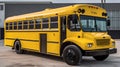 School bus on blacktop with clean sunny background