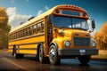 School bus on blacktop with clean sunny day