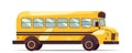 School bus with cartoon style. Flat and solid color vector illustration Royalty Free Stock Photo