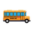 School bus with cartoon style. Flat and solid color vector illustration. Royalty Free Stock Photo