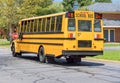 School bus children educational transport in waiting kids to driving